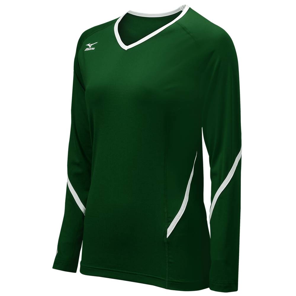 Mizuno Women's Techno Generation Long Sleeve Volleyball Jersey Green/White (440399-SGF)